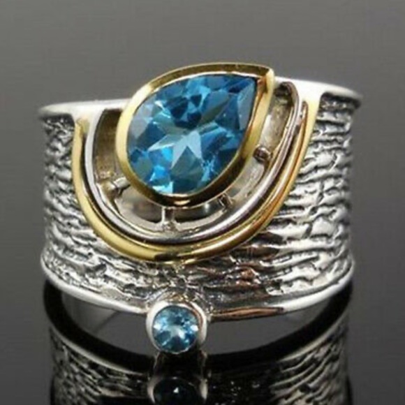 NEW 925 Sterling silver Two tone 💍 Diamond Ring - Picture 2 of 5